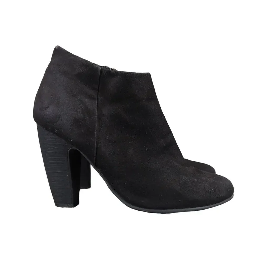 Abound Shoes Womens 7.5 Booties Fashion Classic Black Block Heel Ankle Boot Zip
